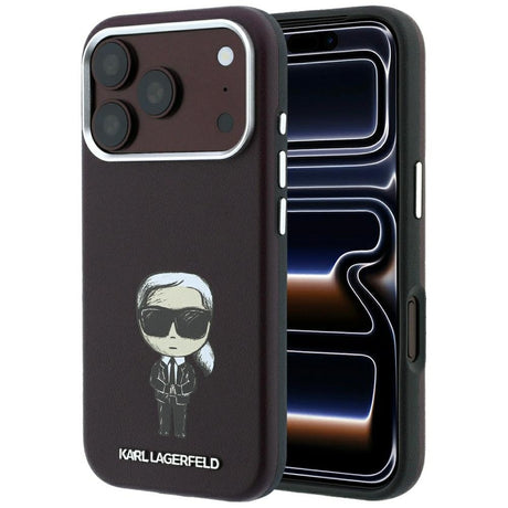 Karl Lagerfeld iPhone 17 Pro Max/iPhone 18 Pro Max -kuori Smooth Ikonik Sketch Burgundy