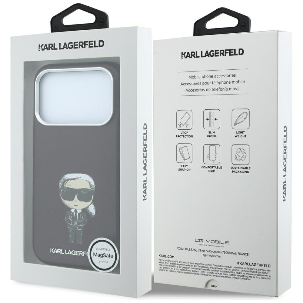 Karl Lagerfeld iPhone 17 Pro Max/iPhone 18 Pro Max -kuori Smooth Ikonik Sketch Burgundy