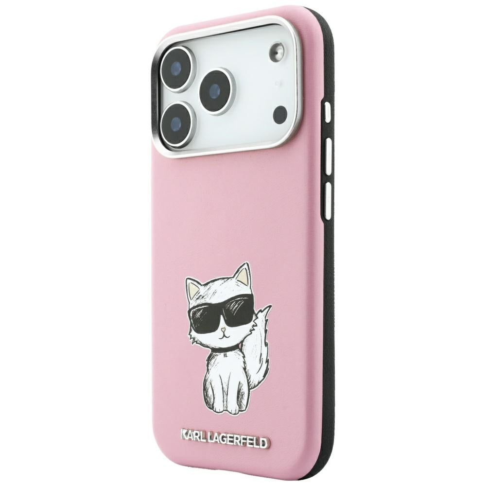Karl Lagerfeld iPhone 17 Pro/iPhone 18 Pro -kuori Smooth Choupette Sketch Vaaleanpunainen