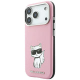 Karl Lagerfeld iPhone 17 Pro/iPhone 18 Pro -kuori Smooth Choupette Sketch Vaaleanpunainen
