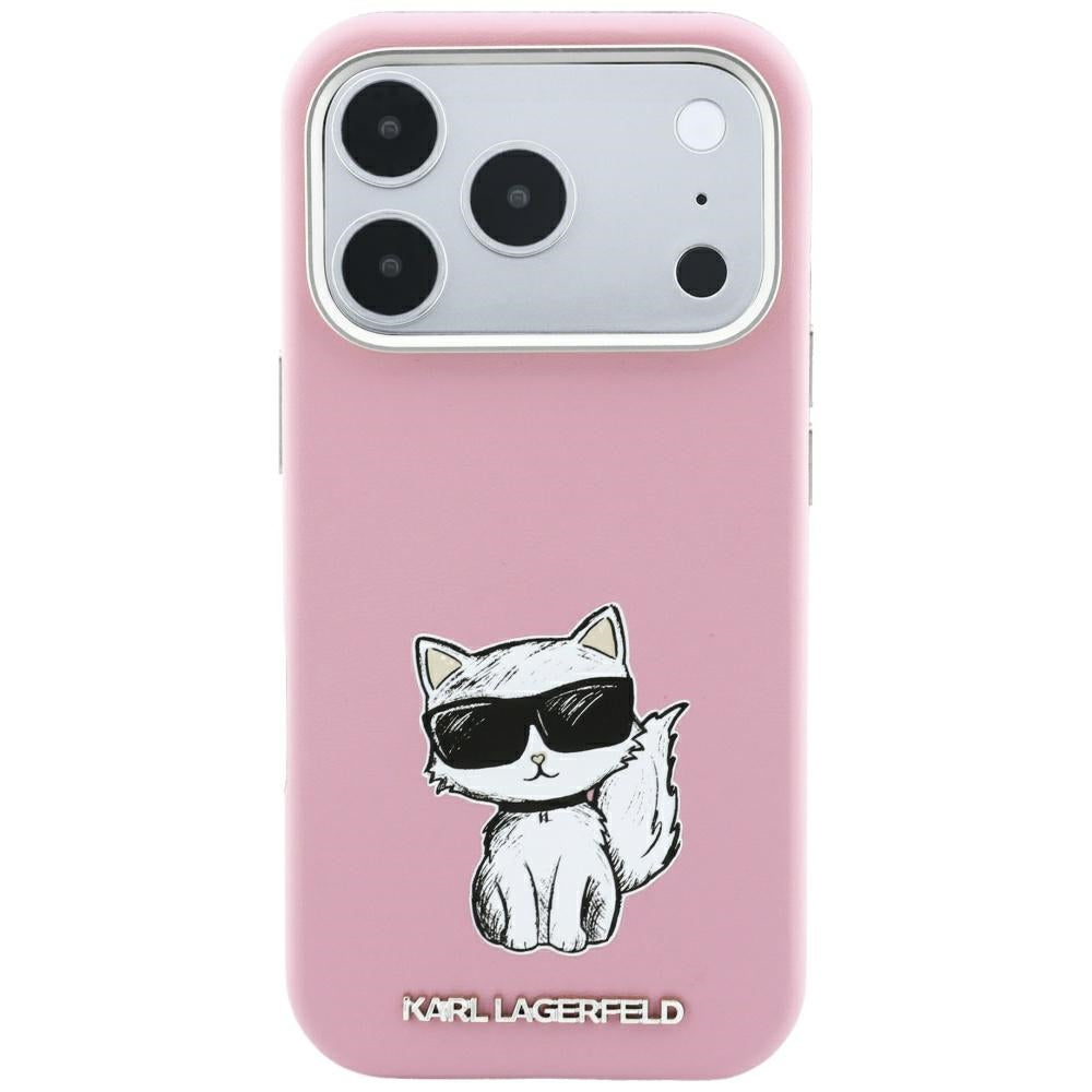 Karl Lagerfeld iPhone 17 Pro/iPhone 18 Pro -kuori Smooth Choupette Sketch Vaaleanpunainen