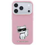 Karl Lagerfeld iPhone 17 Pro/iPhone 18 Pro -kuori Smooth Choupette Sketch Vaaleanpunainen