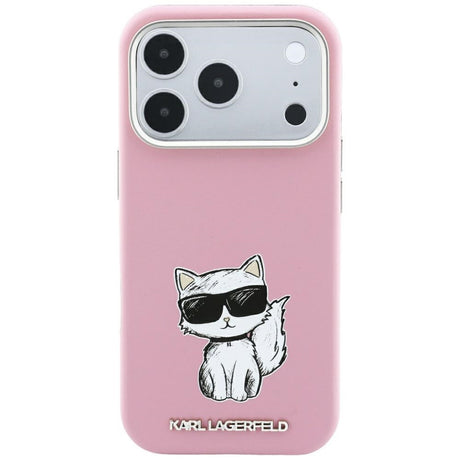 Karl Lagerfeld iPhone 17 Pro/iPhone 18 Pro -kuori Smooth Choupette Sketch Vaaleanpunainen