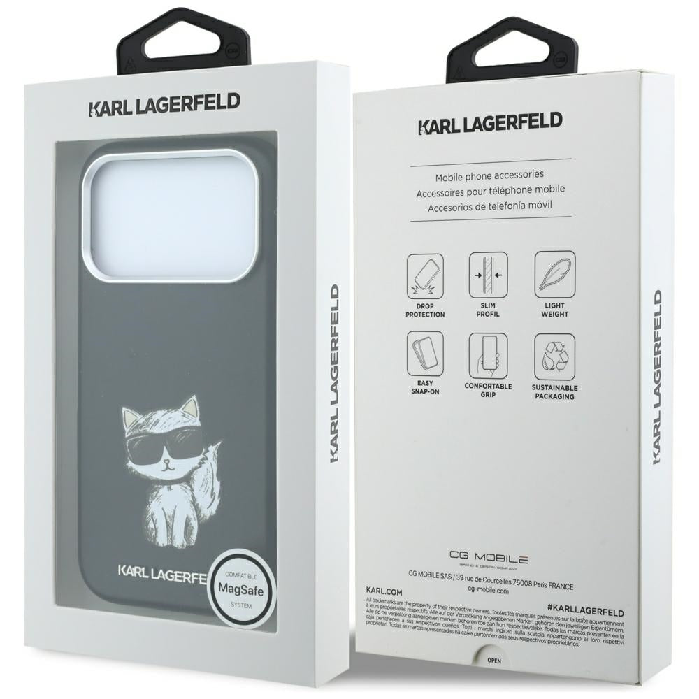 Karl Lagerfeld iPhone 17 Pro/iPhone 18 Pro Kuori Smooth Choupette Sketch Musta