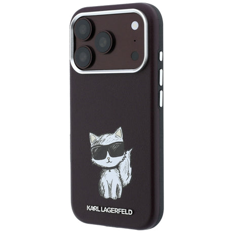 Karl Lagerfeld iPhone 17 Pro/iPhone 18 Pro Kuori Smooth Choupette Sketch Burgundy