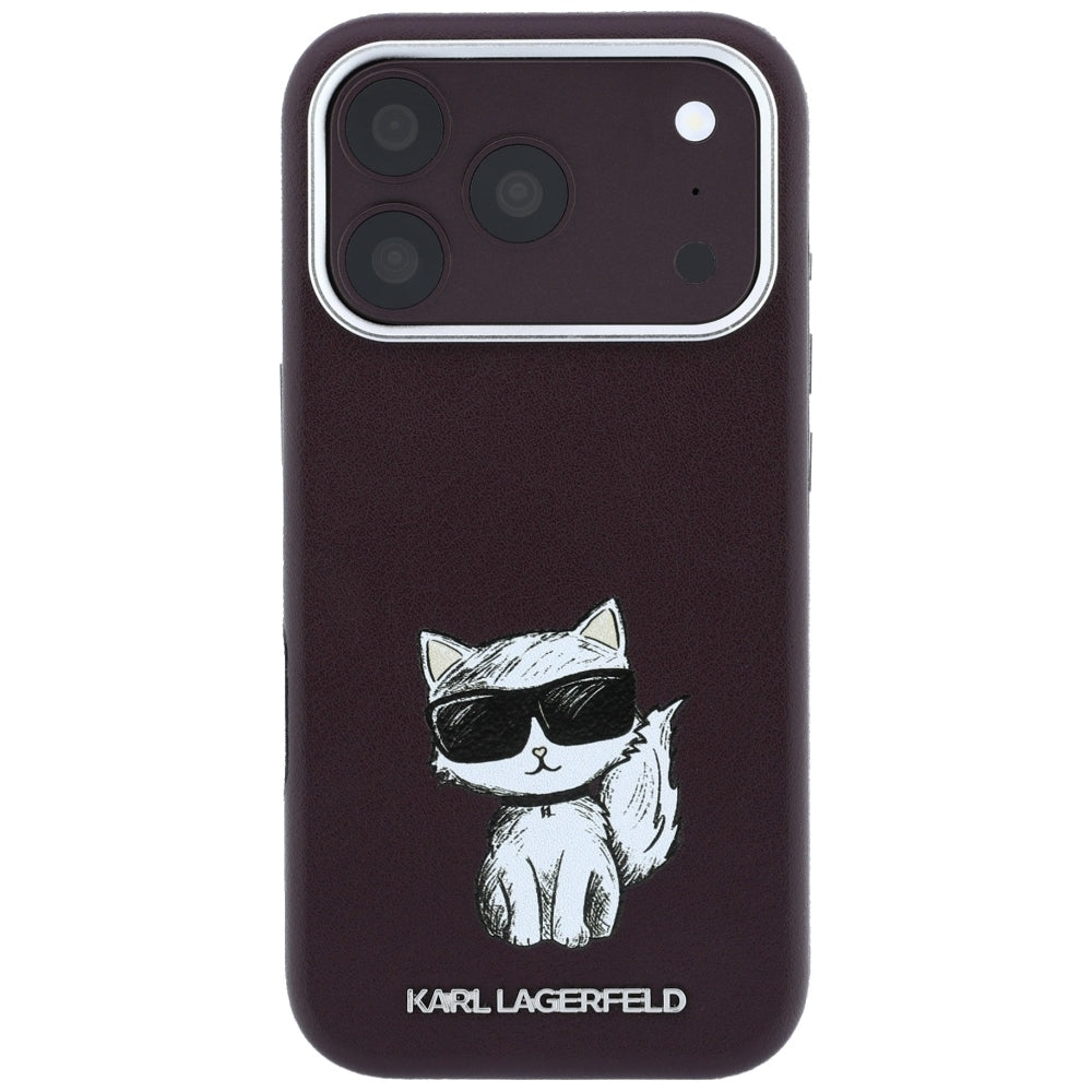 Karl Lagerfeld iPhone 17 Pro/iPhone 18 Pro Kuori Smooth Choupette Sketch Burgundy