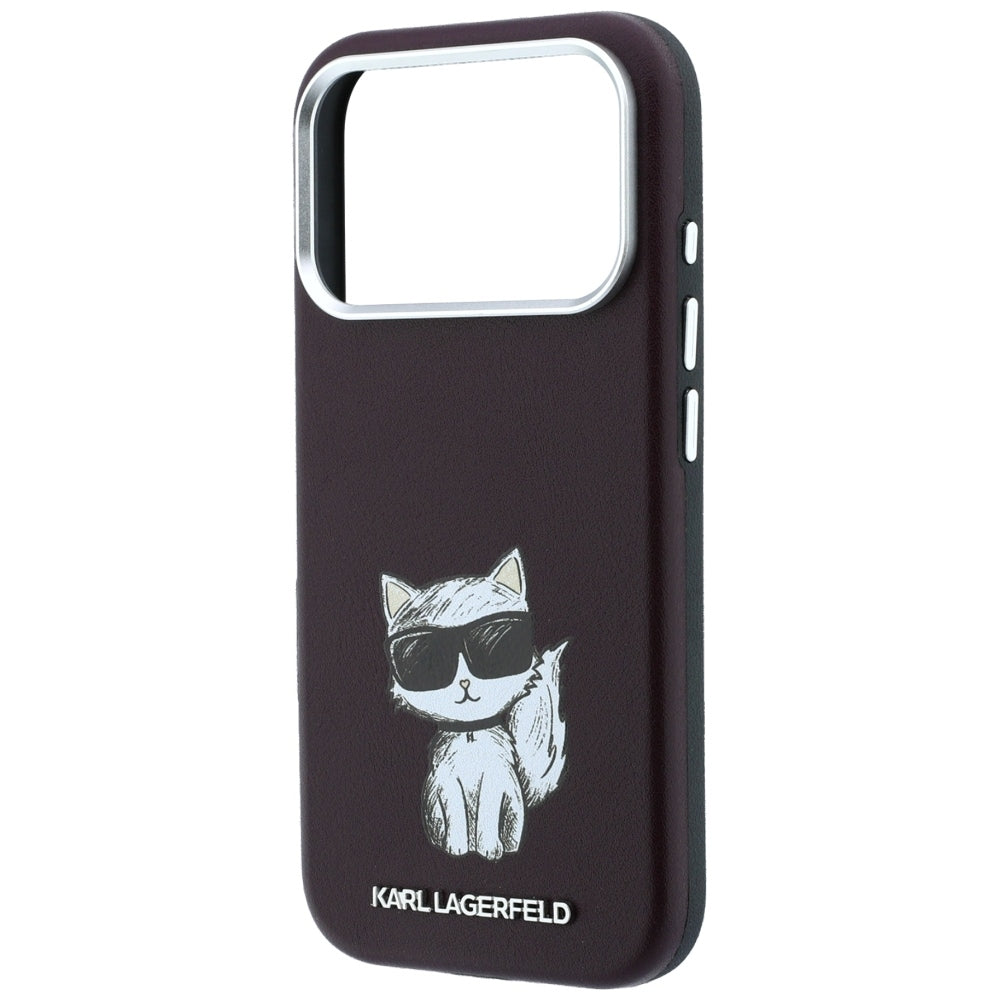 Karl Lagerfeld iPhone 17 Pro/iPhone 18 Pro Kuori Smooth Choupette Sketch Burgundy