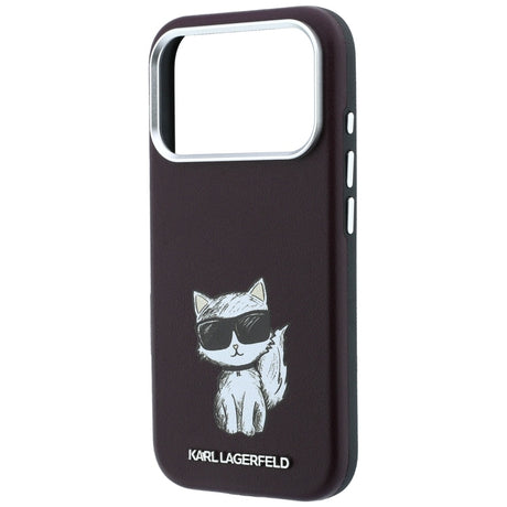 Karl Lagerfeld iPhone 17 Pro/iPhone 18 Pro Kuori Smooth Choupette Sketch Burgundy