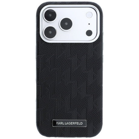 Karl Lagerfeld iPhone 17 Pro/iPhone 18 Pro -kuori Grained Mono Resin Logo Musta