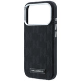 Karl Lagerfeld iPhone 17 Pro/iPhone 18 Pro -kuori Grained Mono Resin Logo Musta