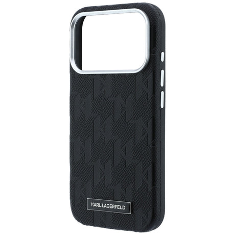 Karl Lagerfeld iPhone 17 Pro/iPhone 18 Pro -kuori Grained Mono Resin Logo Musta