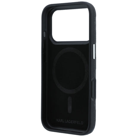 Karl Lagerfeld iPhone 17 Pro/iPhone 18 Pro -kuori Grained Mono Resin Logo Musta