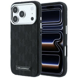 Karl Lagerfeld iPhone 17 Pro Max/iPhone 18 Pro Max Kuori Grained Mono Resin Logo Musta