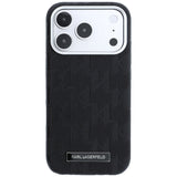 Karl Lagerfeld iPhone 17 Pro Max/iPhone 18 Pro Max Kuori Grained Mono Resin Logo Musta