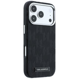 Karl Lagerfeld iPhone 17 Pro Max/iPhone 18 Pro Max Kuori Grained Mono Resin Logo Musta