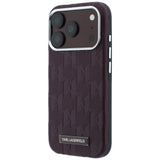 Karl Lagerfeld iPhone 17 Pro/iPhone 18 Pro Kuori Grained Mono Resin Logo Burgundy