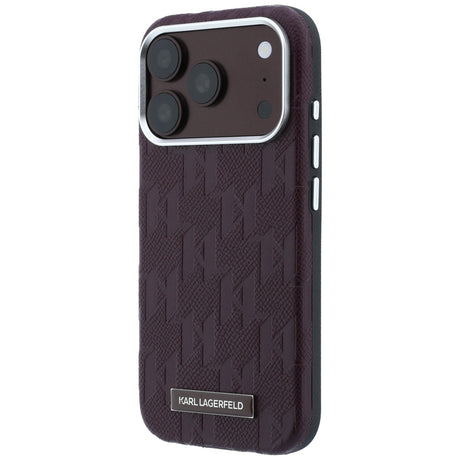 Karl Lagerfeld iPhone 17 Pro/iPhone 18 Pro Kuori Grained Mono Resin Logo Burgundy