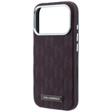 Karl Lagerfeld iPhone 17 Pro/iPhone 18 Pro Kuori Grained Mono Resin Logo Burgundy