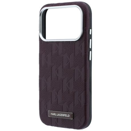 Karl Lagerfeld iPhone 17 Pro/iPhone 18 Pro Kuori Grained Mono Resin Logo Burgundy