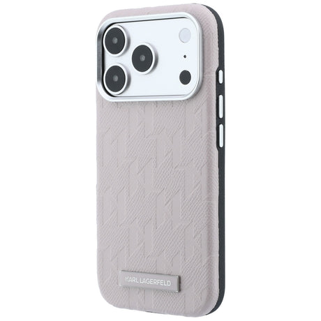 Karl Lagerfeld iPhone 17 Pro Max/iPhone 18 Pro Max Kuori Grained Mono Resin Logo Vaaleanpunainen