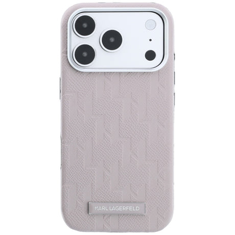 Karl Lagerfeld iPhone 17 Pro Max/iPhone 18 Pro Max Kuori Grained Mono Resin Logo Vaaleanpunainen