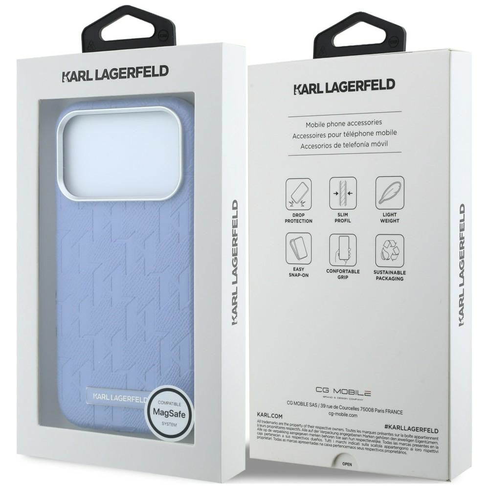 Karl Lagerfeld iPhone 17 Pro/iPhone 18 Pro Kuori Grained Mono Resin Logo Sininen