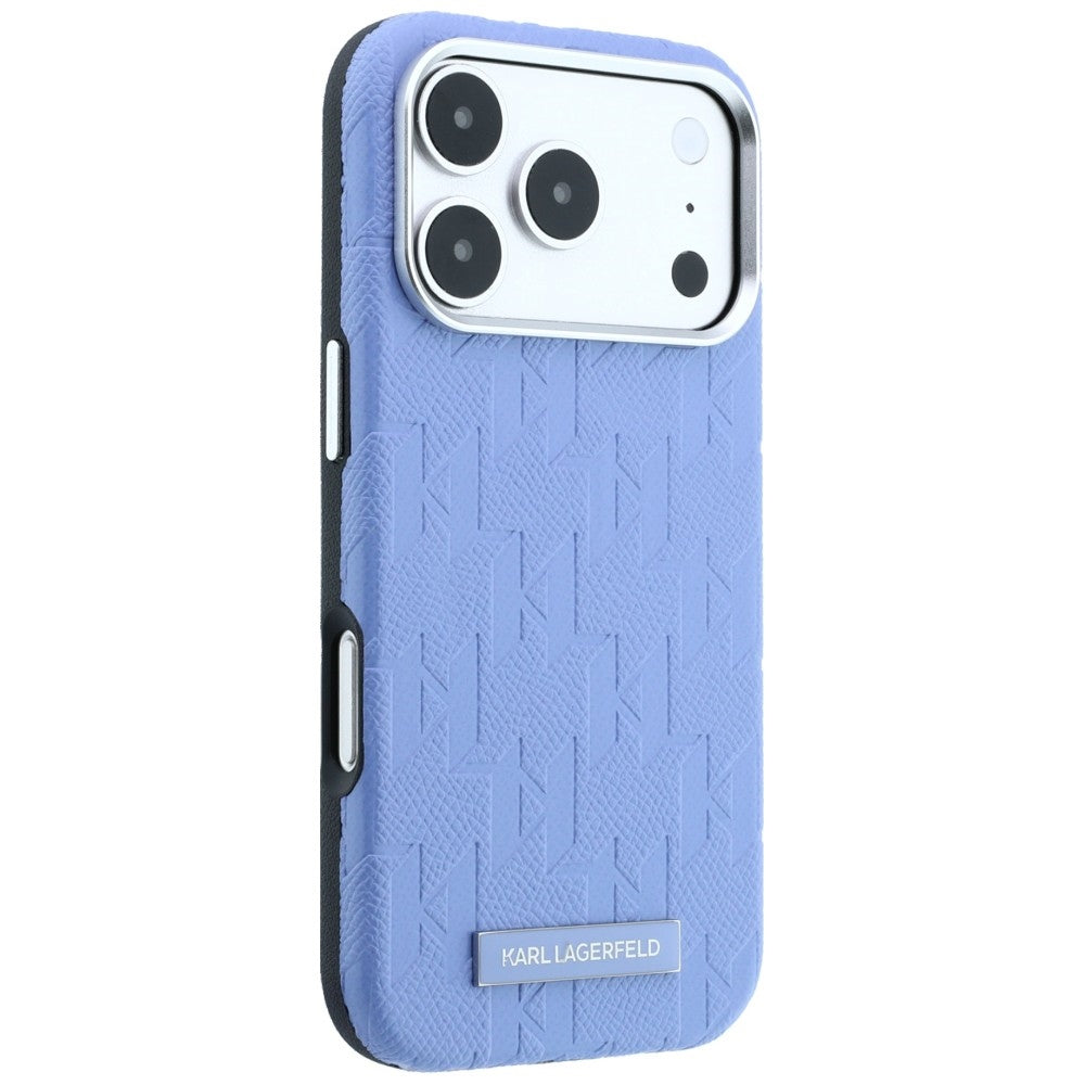 Karl Lagerfeld iPhone 17 Pro Max/iPhone 18 Pro Max Kuori Grained Mono Resin Logo Sininen
