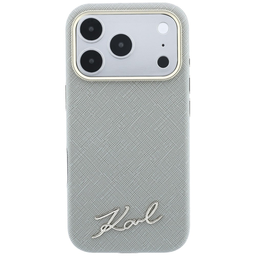 Karl Lagerfeld iPhone 17 Pro Max/iPhone 18 Pro Max -kuori Saffiano Script Logo Beige