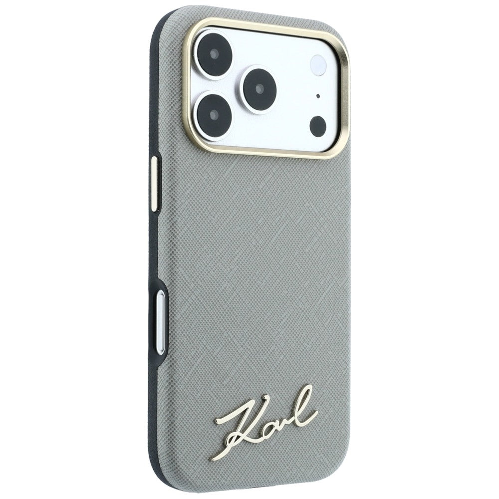 Karl Lagerfeld iPhone 17 Pro Max/iPhone 18 Pro Max -kuori Saffiano Script Logo Beige