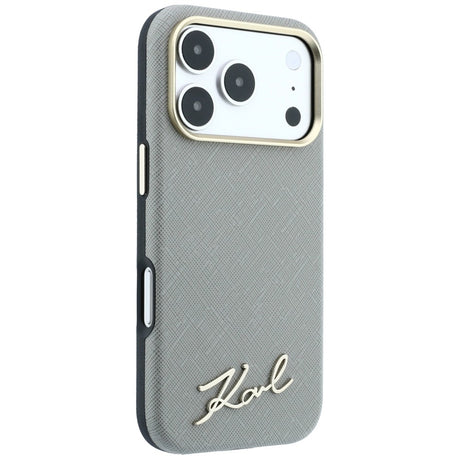 Karl Lagerfeld iPhone 17 Pro Max/iPhone 18 Pro Max -kuori Saffiano Script Logo Beige