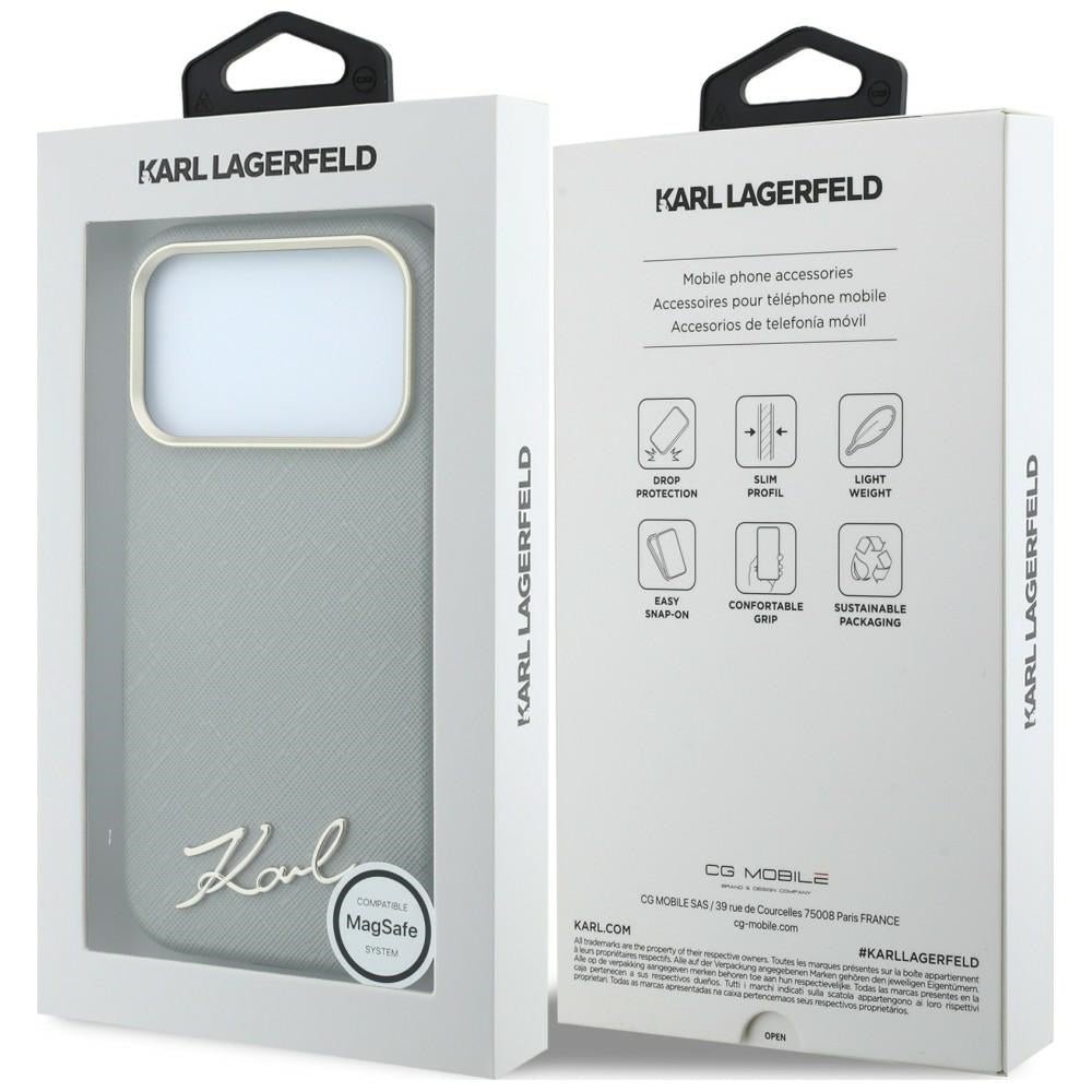 Karl Lagerfeld iPhone 17 Pro Max/iPhone 18 Pro Max -kuori Saffiano Script Logo Beige