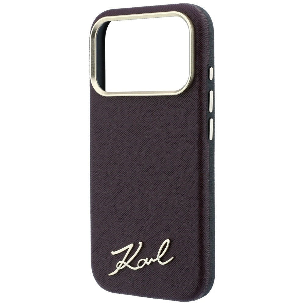 Karl Lagerfeld iPhone 17 Pro/iPhone 18 Pro -kuori Saffiano Script Logo Burgundy