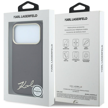 Karl Lagerfeld iPhone 17 Pro/iPhone 18 Pro -kuori Saffiano Script Logo Burgundy