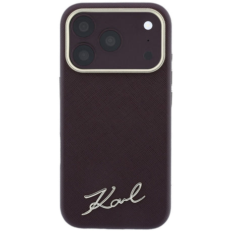 Karl Lagerfeld iPhone 17 Pro Max/iPhone 18 Pro Max -kuori Saffiano Script Logo Burgundy