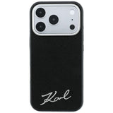 Karl Lagerfeld iPhone 17 Pro Max/iPhone 18 Pro Max -kuori Saffiano Script Logo Musta