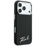 Karl Lagerfeld iPhone 17 Pro Max/iPhone 18 Pro Max -kuori Saffiano Script Logo Musta