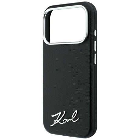 Karl Lagerfeld iPhone 17 Pro Max/iPhone 18 Pro Max -kuori Saffiano Script Logo Musta