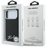 Karl Lagerfeld iPhone 17 Pro Max/iPhone 18 Pro Max -kuori Saffiano Script Logo Musta