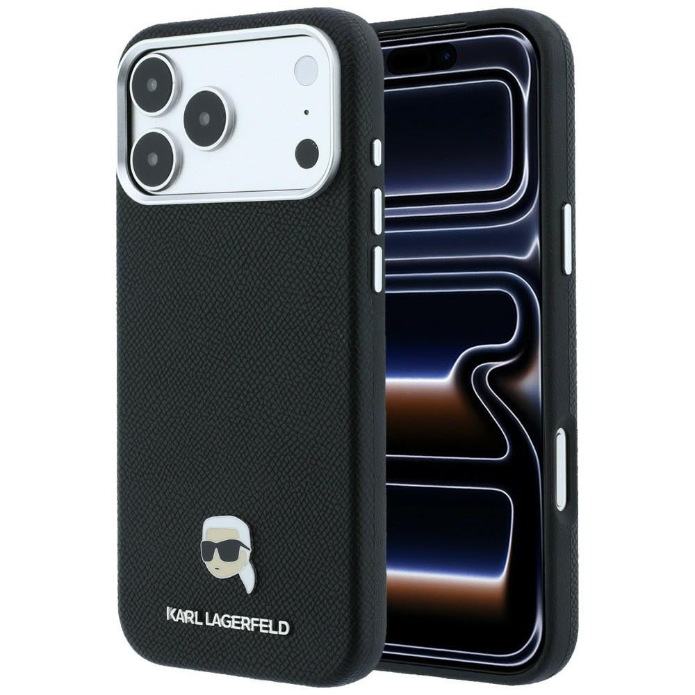 Karl Lagerfeld iPhone 17 Pro Max/iPhone 18 Pro Max Kuori Grained Karl Musta