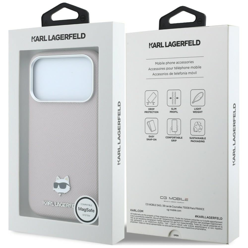 Karl Lagerfeld iPhone 17 Pro/iPhone 18 Pro Kuori Grained Choupette Vaaleanpunainen