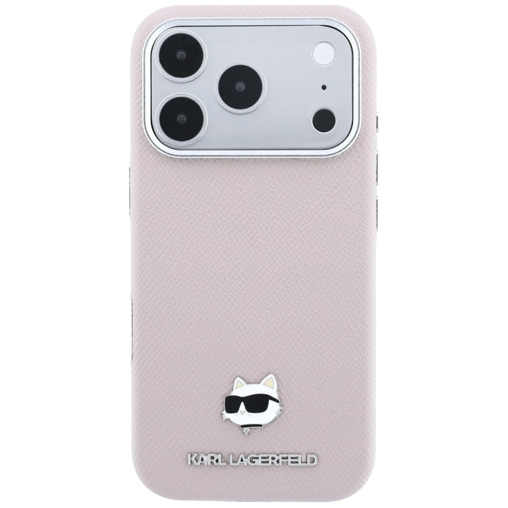 Karl Lagerfeld iPhone 17 Pro Max/iPhone 18 Pro Max Kuori Grained Choupette Vaaleanpunainen