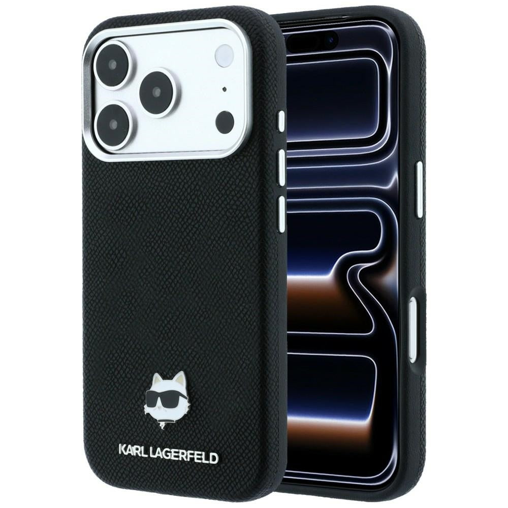 Karl Lagerfeld iPhone 17 Pro/iPhone 18 Pro Kuori Grained Choupette Musta