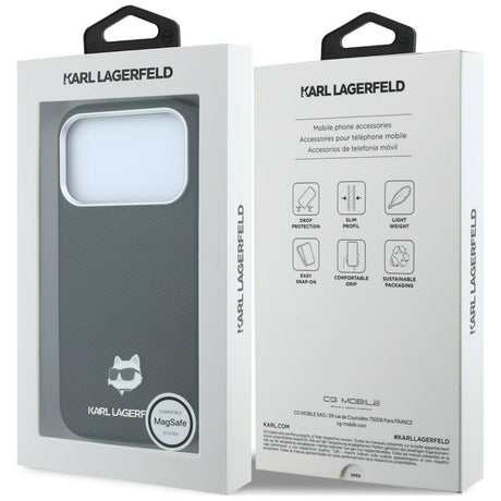 Karl Lagerfeld iPhone 17 Pro/iPhone 18 Pro Kuori Grained Choupette Musta