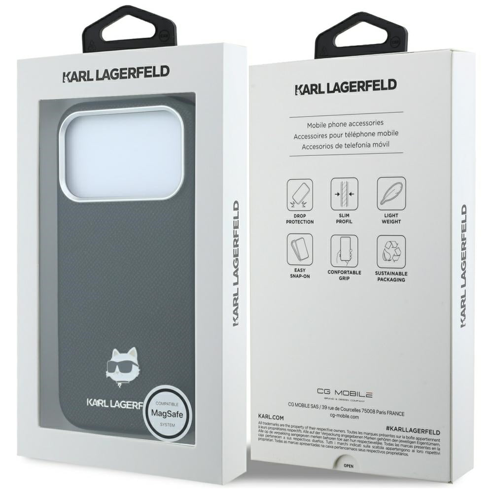 Karl Lagerfeld iPhone 17 Pro Max/iPhone 18 Pro Max Kuori Grained Choupette Musta