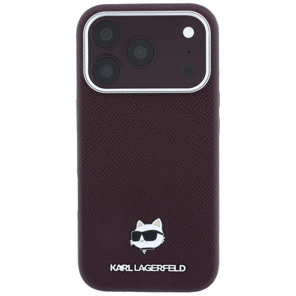 Karl Lagerfeld iPhone 17 Pro/iPhone 18 Pro Kuori Grained Choupette Burgundy