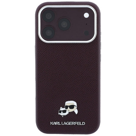 Karl Lagerfeld iPhone 17 Pro/iPhone 18 Pro Kuori Grained Heads Viininpunainen