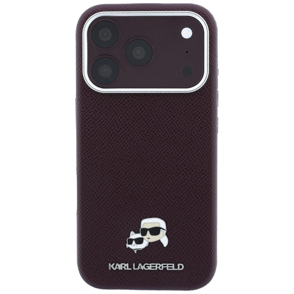 Karl Lagerfeld iPhone 17 Pro Max/iPhone 18 Pro Max Kuori Grained Choupette Viininpunainen