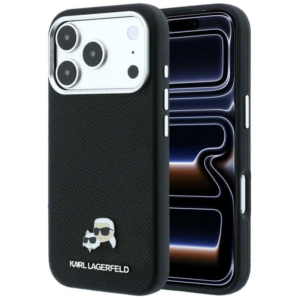 Karl Lagerfeld iPhone 17 Pro/iPhone 18 Pro Kuori Grained Heads Musta