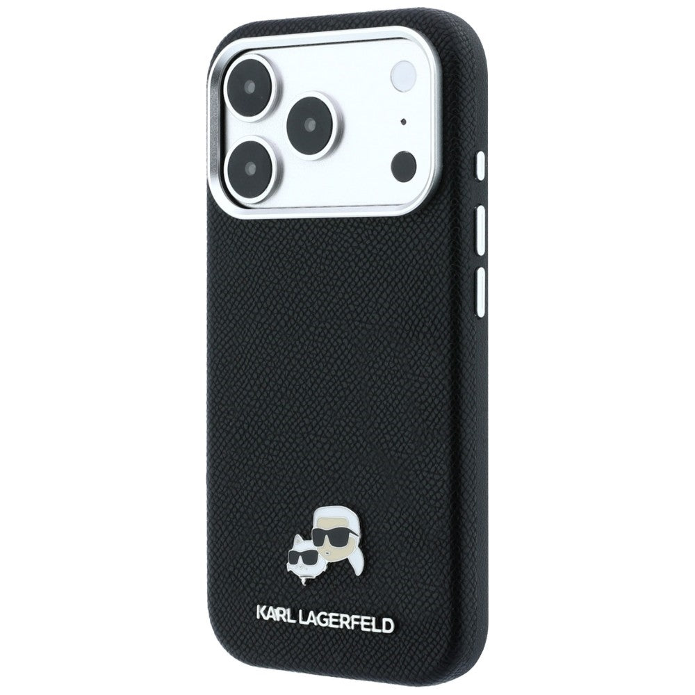 Karl Lagerfeld iPhone 17 Pro/iPhone 18 Pro Kuori Grained Heads Musta