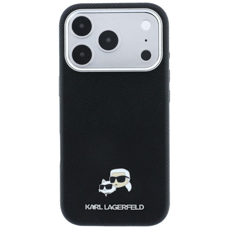 Karl Lagerfeld iPhone 17 Pro/iPhone 18 Pro Kuori Grained Heads Musta